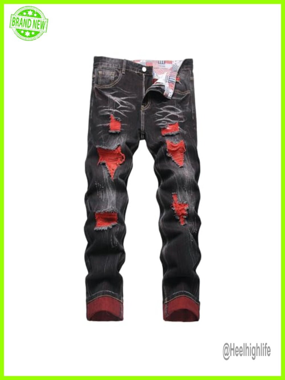 Men's Slim Fit Ripped Distressed Straight Leg Stretch Jeans